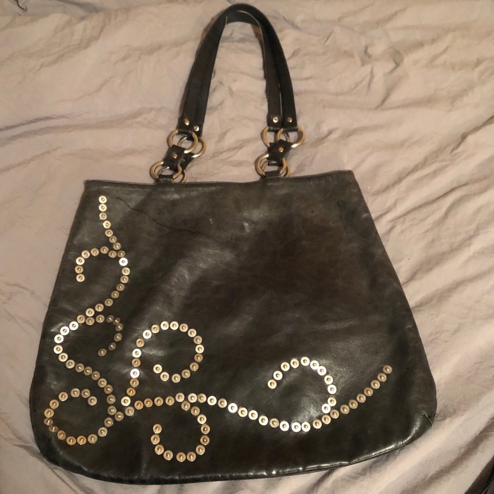 Leather bag with silver rivet detail!